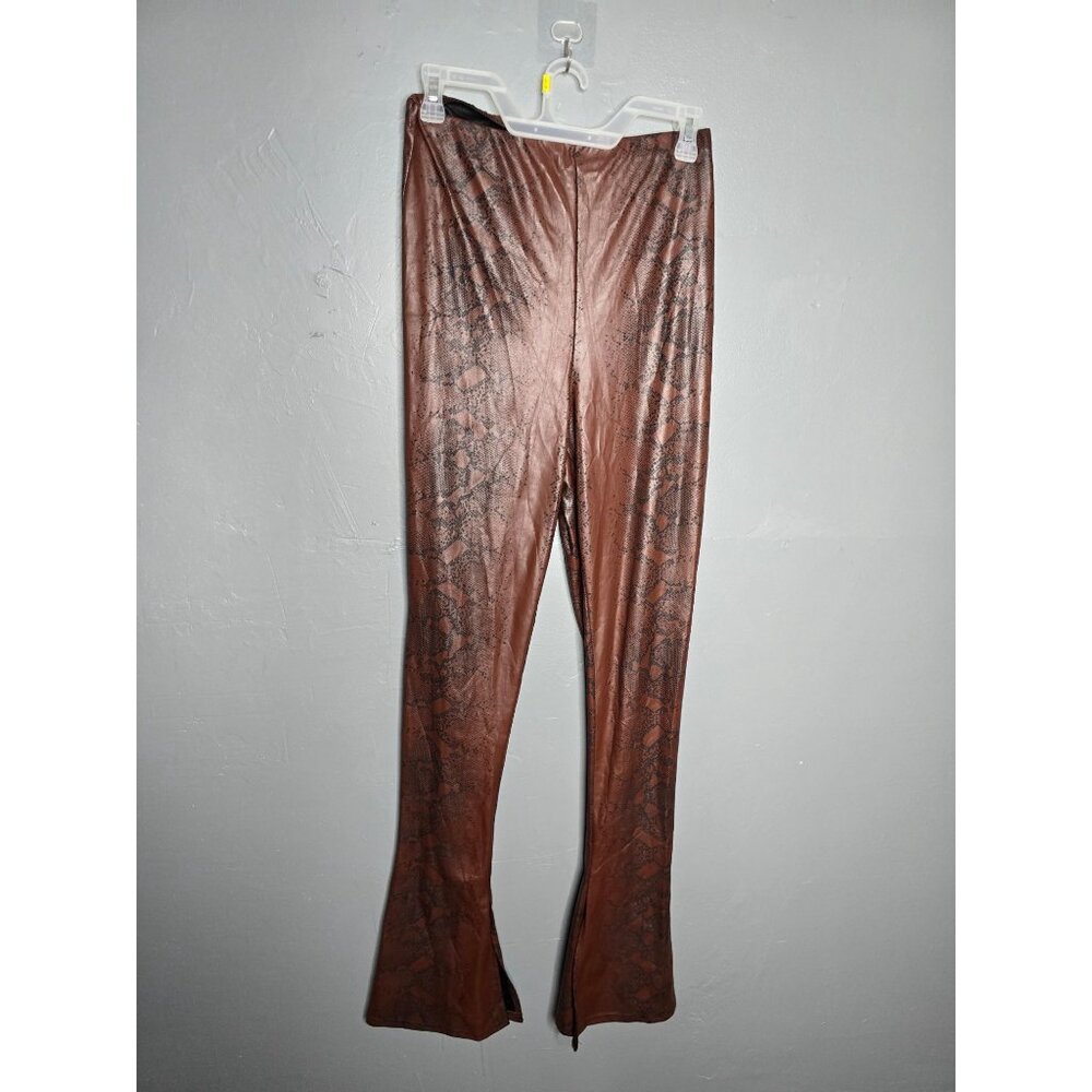 Prettylittlething Brown Faux Leather Python Print… - image 10